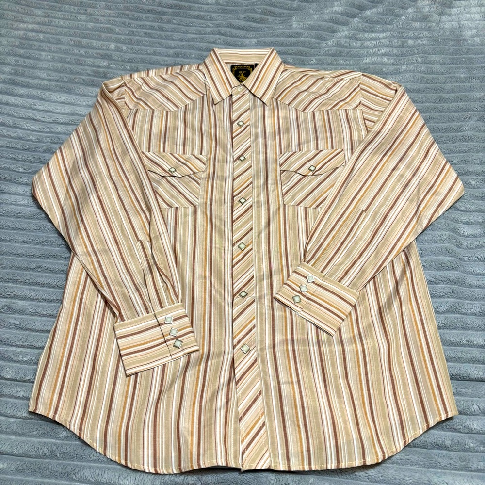 Vintage WEST ADVENTURE  Diamond Pearl
snap Men’s Sz M15-15 1/2 western button up